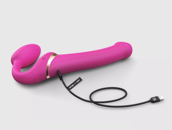 Ярко-розовый безремневой страпон Multi Orgasm Bendable Strap-On size XL с клиторальной стимуляцией Ярко-розовый безремневой страпон Multi Orgasm Bendable Strap-On size XL с клиторальной стимуляцией