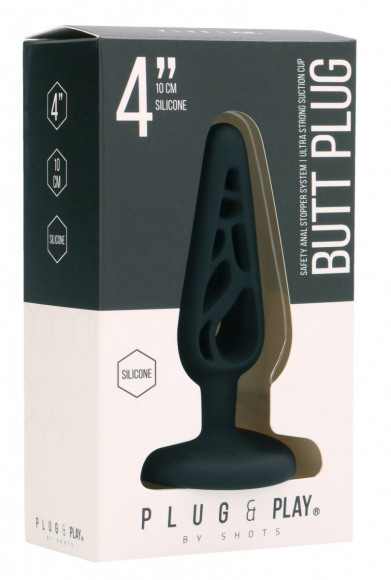 Черная анальная пробка 4 Inch Hollow №4 - 10 см.