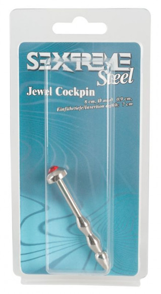 Уретральный стимулятор с декоративным стразом Sextreme Jewel Cockpin - 8 см.