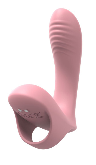 Нежно-розовый вибромассажер с петелькой на палец Нежно-розовый вибромассажер с петелькой на палец