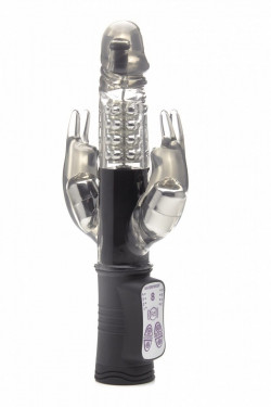 Дымчатый вибратор Multiply с двумя отростками - 23,5 см.