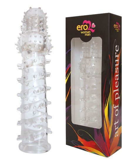 Закрытая прозрачная рельефная насадка с шипиками Crystal sleeve - 13,5 см. Закрытая прозрачная рельефная насадка с шипиками Crystal sleeve - 13,5 см.