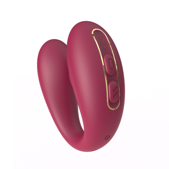 Бордовый вакуумный вибратор для пар Talia с пультом ДУ Бордовый вакуумный вибратор для пар Talia с пультом ДУ