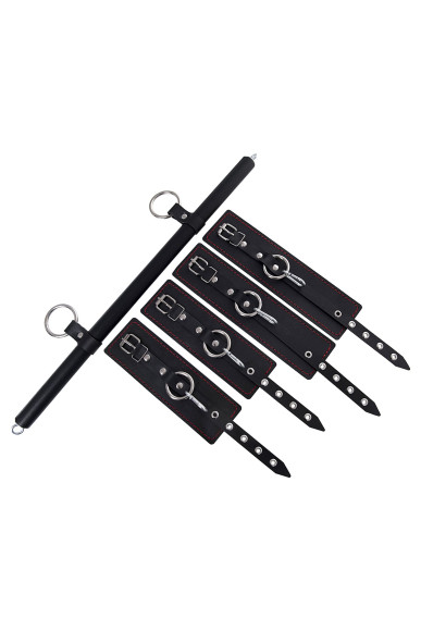 Черная распорка с 4 манжетами для рук и ног