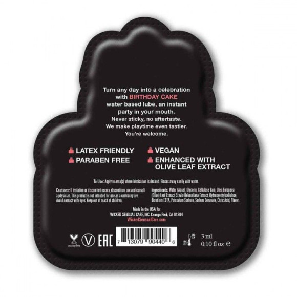 Лубрикант на водной основе со вкусом торта с кремом Wicked Aqua Birthday cake - 3 мл. Лубрикант на водной основе со вкусом торта с кремом Wicked Aqua Birthday cake - 3 мл.
