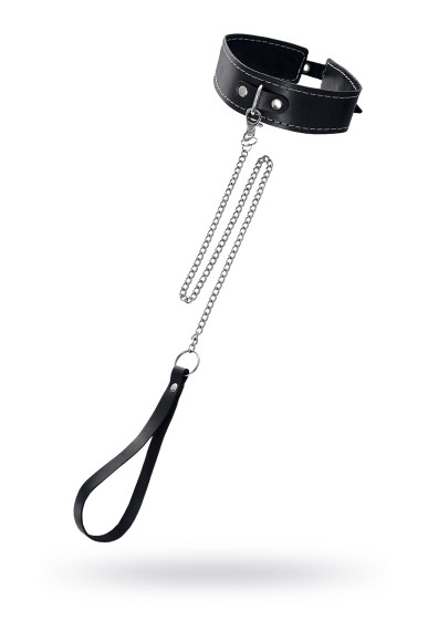 Кожаный двухслойный ошейник с белой строчкой и поводком Кожаный двухслойный ошейник с белой строчкой и поводком