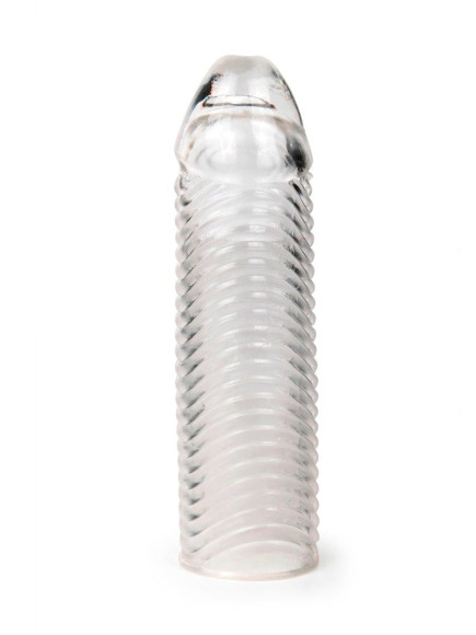 Прозрачная закрытая насадка на пенис с ребрышками - 16 см. Прозрачная закрытая насадка на пенис с ребрышками - 16 см.