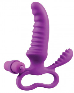 Фиолетовый стимулятор Ripple с клиторальной вибропулей - 15 см.