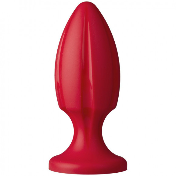 Красная анальная пробка The Rocket с продольными канавками - 12 см.
