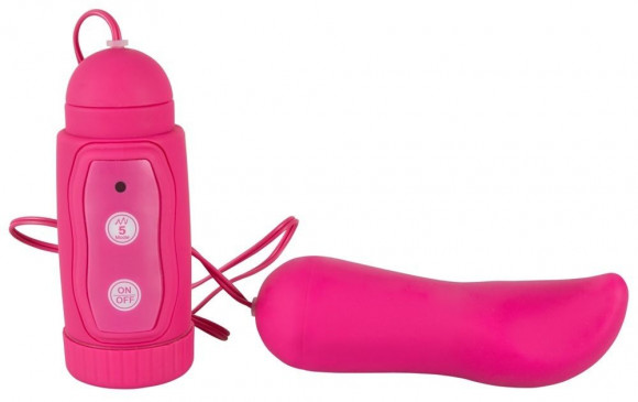 Розовое удлиненное виброяичко с ротацией Snake Charmer