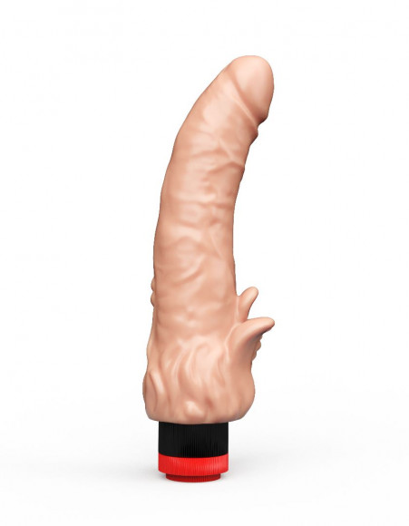 Гелевый вибратор с клиторальными лепестками - 18,5 см.