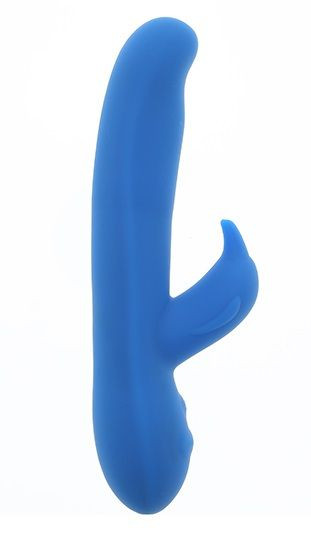 Синий вибратор с клиторальным стимулятором UNIK DOLPHIN - 20,7 см.