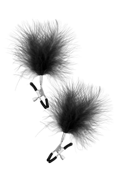 Зажимы на соски с черными пуховыми кисточками Sweet Caress Feather Nipple Clumps Зажимы на соски с черными пуховыми кисточками Sweet Caress Feather Nipple Clumps