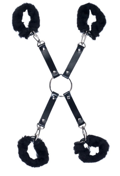 Черный набор для фиксации со съемными меховыми опушками Черный набор для фиксации со съемными меховыми опушками