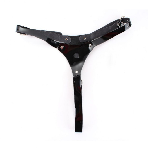 Черные лаковые трусики со штырьком Черные лаковые трусики со штырьком