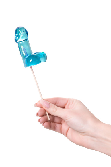 Голубой леденец в форме члена со вкусом блю кюрасао - 80 гр. Голубой леденец в форме члена со вкусом блю кюрасао - 80 гр.