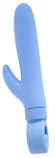 Голубой вибратор с клиторальным стимулятором - 23 см.
