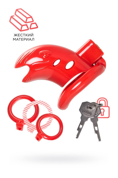 Красный мужской пояс верности из пластика Красный мужской пояс верности из пластика