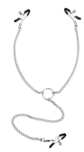 Серебристые зажимы для клитора и сосков с цепочкой Серебристые зажимы для клитора и сосков с цепочкой