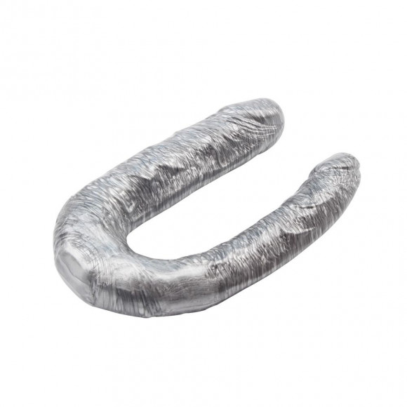 Серебристый двусторонний фаллоимитатор Dixie Normous - 34 см.