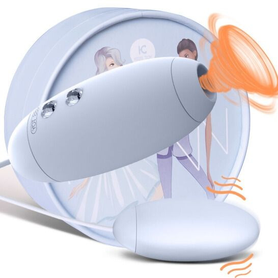 Нежно-голубое виброяйцо с вакуум-волновым пультом Kiss Toy Miss VV Нежно-голубое виброяйцо с вакуум-волновым пультом Kiss Toy Miss VV