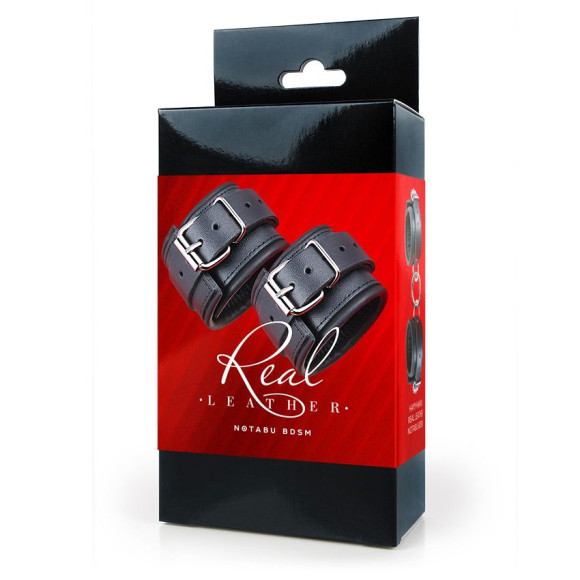 Черные широкие кожаные наручники Черные широкие кожаные наручники