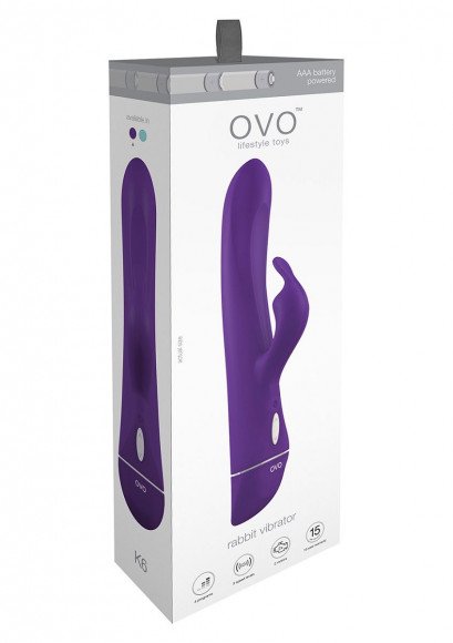 Фиолетовый вибратор OVO K6 с клиторальным стимулятором