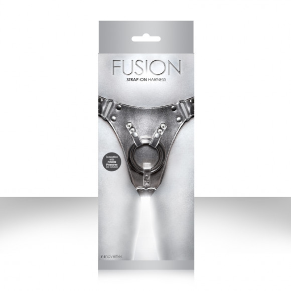 Серебристые страпон-трусики Fusion Strap On Harness для крепления фаллоимитаторов