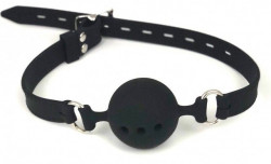 Черный малый кляп-шарик с ремешком