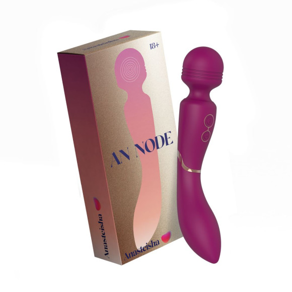 Сливовый двусторонний универсальный вибромассажер AN Node - 21 см. Сливовый двусторонний универсальный вибромассажер AN Node - 21 см.