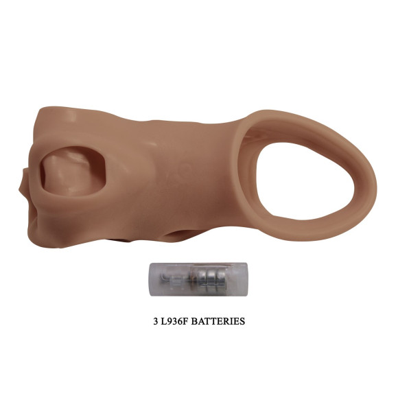 Карамельная удлиняющая насадка на пенис с вибрацией