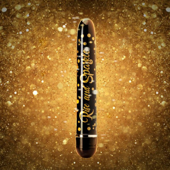 Черно-золотистый классический вибратор Rise and Sparkle - 17,8 см. Черно-золотистый классический вибратор Rise and Sparkle - 17,8 см.