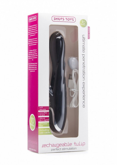 Чёрный перезаряжаемый вибратор RechargeableTulip Purple - 21 см.