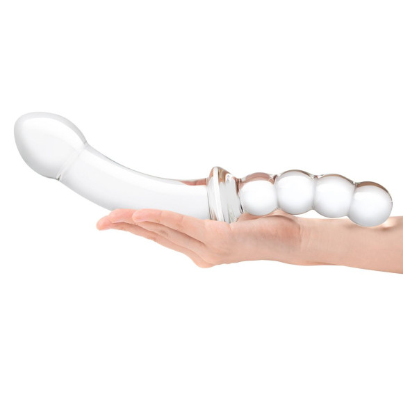 Стеклянный двусторонний фаллоимитатор 12,5’’ Girthy Double Sided Dong With Anal Bead Grip Handle - 32 см. Стеклянный двусторонний фаллоимитатор 12,5’’ Girthy Double Sided Dong With Anal Bead Grip Handle - 32 см.