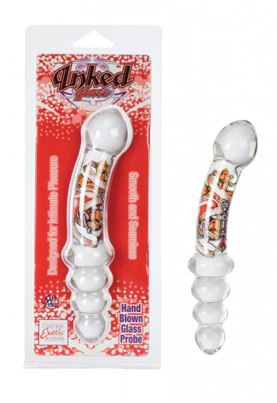 Двухсторонняя анальная пробка Inked Glass Dual Probe - 19 см.