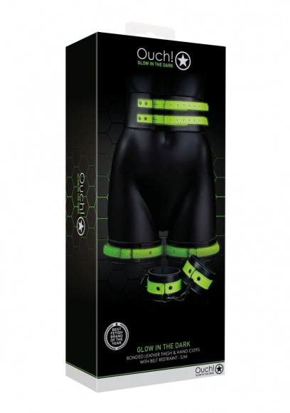 Набор для бондажа Thigh Cuffs with Belt and Handcuffs - размер S-M Набор для бондажа Thigh Cuffs with Belt and Handcuffs - размер S-M