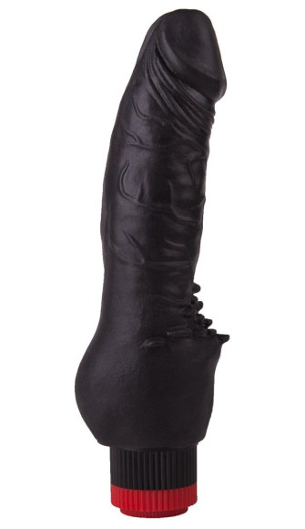 Чёрный виброфаллос с шипами у основания - 17,8 см. Чёрный виброфаллос с шипами у основания - 17,8 см.