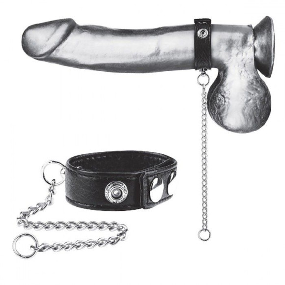 Утяжка на пенис с поводком Snap Cock Ring With 12 Leash Утяжка на пенис с поводком Snap Cock Ring With 12 Leash