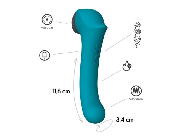 Бирюзовый вакуумный вибростимулятор с нагреваемой ручкой Halo 2 - 22,5 см. Бирюзовый вакуумный вибростимулятор с нагреваемой ручкой Halo 2 - 22,5 см.