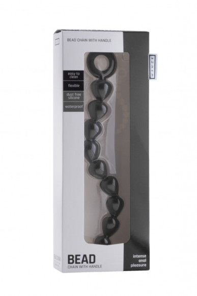 Чёрная анальная цепочка Bead Chain - 24,9 см.