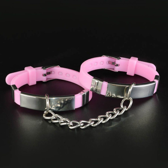Оригинальные силиконовые наручники роового цвета Оригинальные силиконовые наручники роового цвета