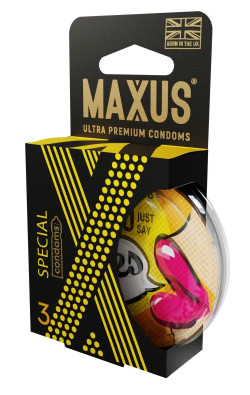 Презервативы с точками и рёбрами в пластиковом кейсе MAXUS AIR Special - 3 шт.