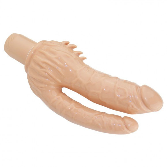 Телесный анально-вагинальный вибратор Penetrator Double Dong - 20 см.