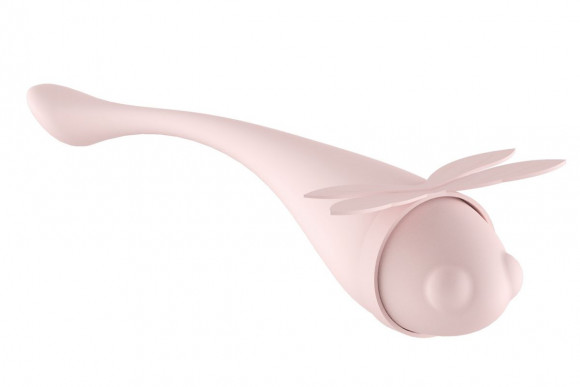 Розовый вибратор в форме стрекозы Liebelulla Rosa H с подогревом - 18 см.