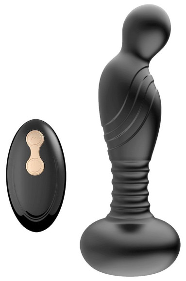 Черный массажер простаты с вибрацей и возвратно-поступательными движениями Черный массажер простаты с вибрацей и возвратно-поступательными движениями