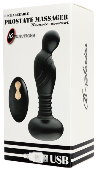 Черный массажер простаты с вибрацей и возвратно-поступательными движениями Черный массажер простаты с вибрацей и возвратно-поступательными движениями