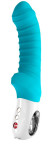 Бирюзовый вибратор с рёбрышками Tiger - 22,3 см. Бирюзовый вибратор с рёбрышками Tiger - 22,3 см.