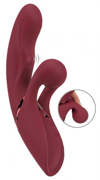 Малиновый вибратор-кролик с функцией постукивания 2 Function Rabbit Vibrator - 22,3 см.