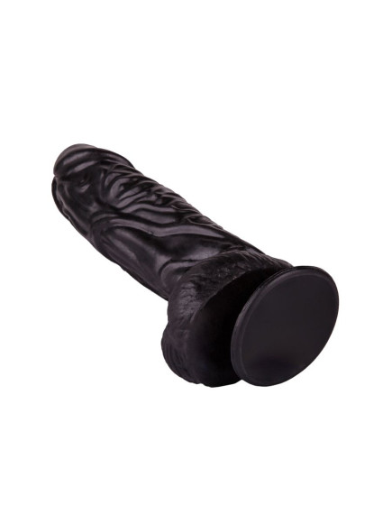 Большой чёрный фаллоимитатор на присоске - 20,5 см. Большой чёрный фаллоимитатор на присоске - 20,5 см.