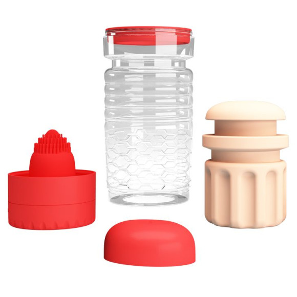 Вибромастурбатор-вагина Emily в красной колбе Вибромастурбатор-вагина Emily в красной колбе